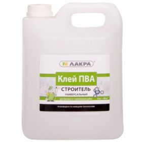 Клей ПВА Строитель Универсальный 4кг Бесцветный Лакра.