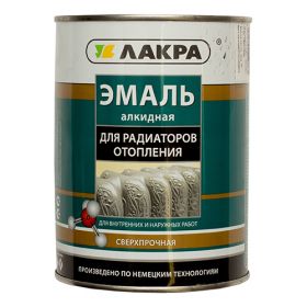 Эмаль Алкидная для Радиаторов Отопления Сверхпрочная 0.9кг Белая Лакра.
