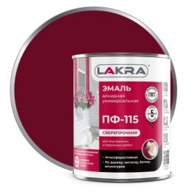 Эмаль ПФ-115 Lakra 1кг Вишневая, Атмосферостойкая, Алкидная, Сверхпрочная / Лакра.