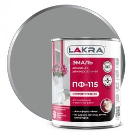 Эмаль ПФ-115 Lakra 1кг Серая, Атмосферостойкая, Алкидная, Сверхпрочная / Лакра.
