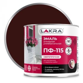 Эмаль ПФ-115 Lakra 2кг Шоколадно-Коричневая, Атмосферостойкая, Алкидная, Сверхпрочная / Лакра.