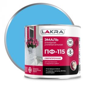 Эмаль ПФ-115 Lakra 2кг Светло-Голубая, Атмосферостойкая, Алкидная, Сверхпрочная / Лакра.