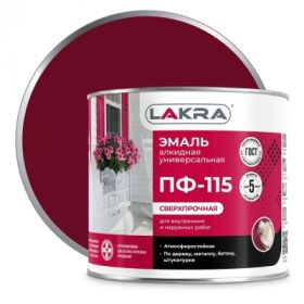 Эмаль ПФ-115 Lakra 2кг Вишневая, Атмосферостойкая, Алкидная, Сверхпрочная / Лакра.