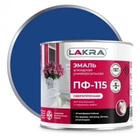 Эмаль ПФ-115 Lakra 2кг Синяя, Атмосферостойкая, Алкидная, Сверхпрочная / Лакра.