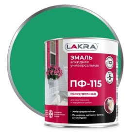 Эмаль ПФ-115 Lakra 2.8кг Ярко-Зеленая, Атмосферостойкая, Алкидная, Сверхпрочная / Лакра.