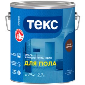 Эмаль для Бетонных Полов Текс Профи 2.7л Красно-Коричневая Для Окраски Бетонных, Деревянных и Металлических Полов.