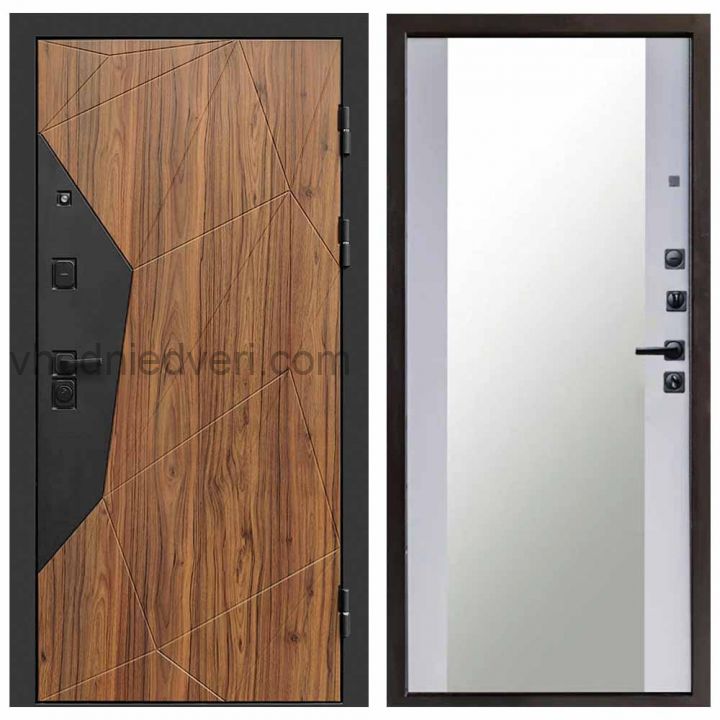 Входная дверь Termo-door Авангард Дуб каньон - Зеркало Белый софт
