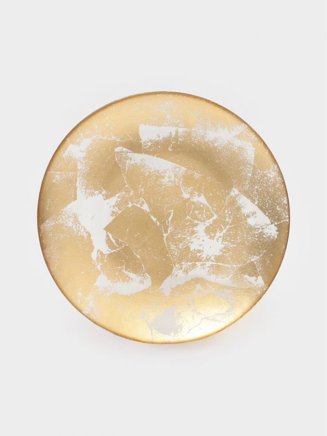 Тарелка Magistro Gold Dust, d=21 см, стекло, золотистая