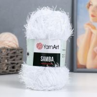 Пряжа для вязания спицами, крючком YarnArt, Samba, 100% полиэстер, 150 м/100 г, (501 яр. белый)