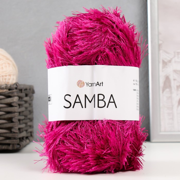 Пряжа для вязания спицами, крючком YarnArt, Samba, 100% полиэстер, 150 м/100 г, (2014 яркая фуксия)
