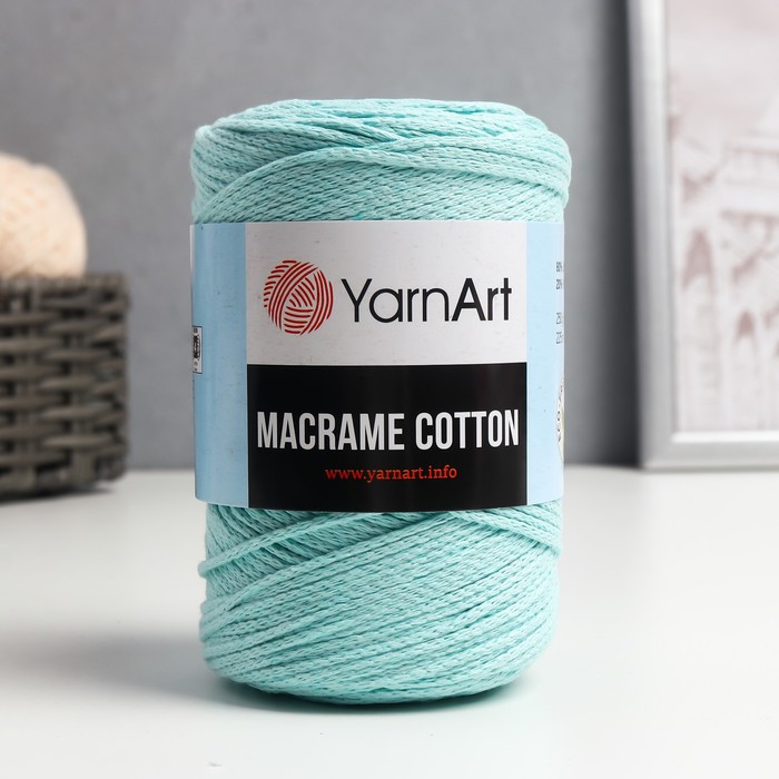Пряжа для вязания спицами, крючком YarnArt, Macrame Cotton, 20% полиэстер, 80% хлопок, 225 м/250 г, (775 мята)