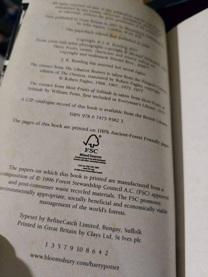 Harry Potter and the deathly hallows чёрное взрослое издание первый тираж