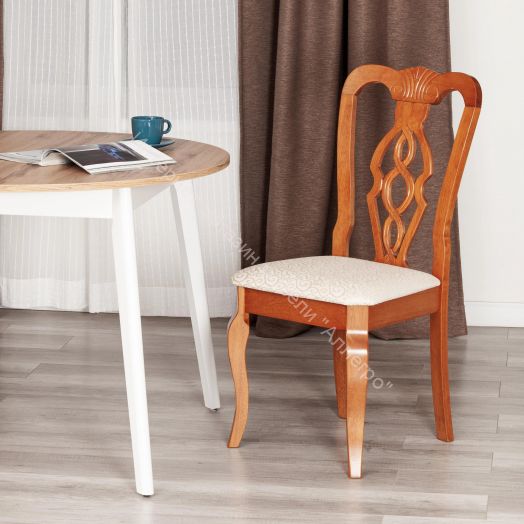 Стул Афродита Espresso (дуб в красноту) - ткань кремовая с рисунком