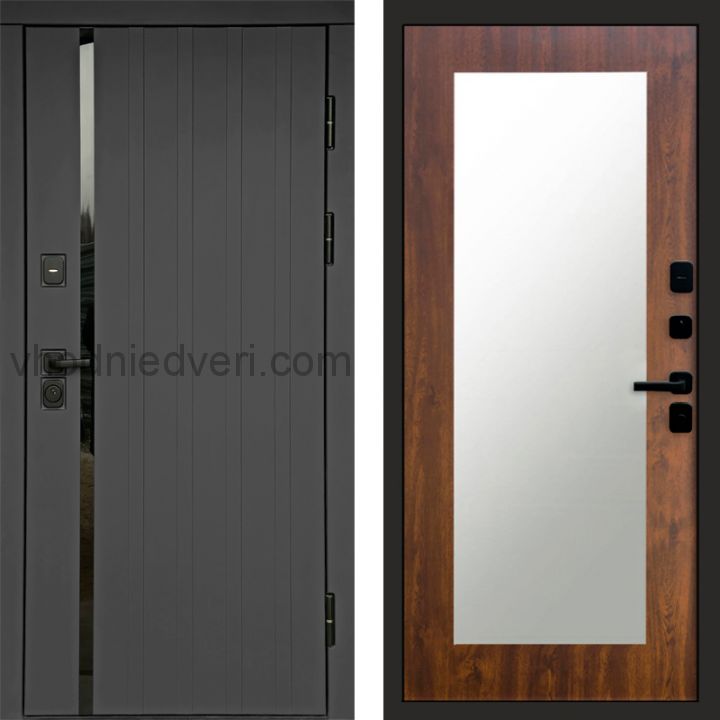 Входная дверь Termo-door Роял Графит - Зеркало триумф Дуб