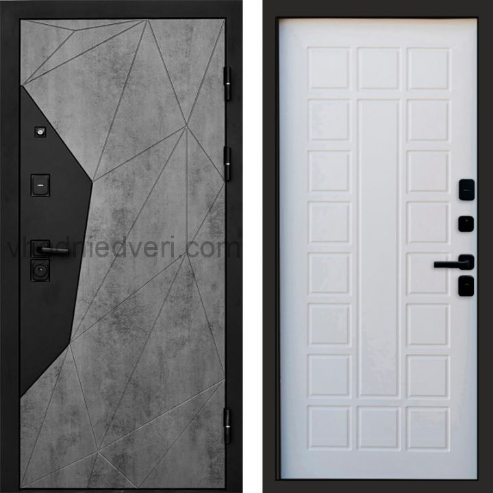 Входная дверь Termo-door Авангард Бетон - Престиж Белое дерево