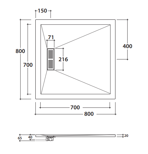 Globo душевой поддон DP208080 80х90 схема 2