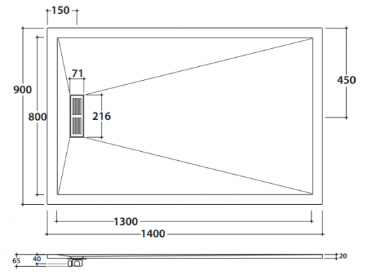 Globo душевой поддон DP214090 90х140 схема 2