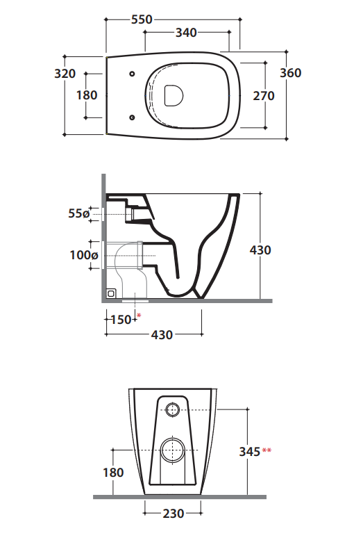 Приставной унитаз Globo Genesis GN001BI ФОТО