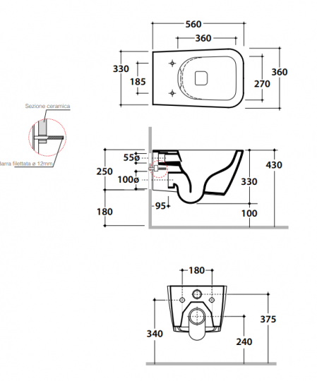 Globo унитаз подвесной Stone STS06 схема 2