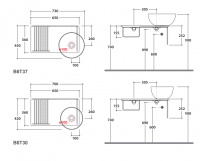 Консоль под раковину Globo Tile OP007T 65x36 схема 2 Консоль под раковину Globo Tile OP007T 65x36 схема 2
