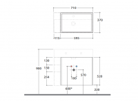 Подвесная тумба под раковину Globo Plain OP010P 71x37 схема 2