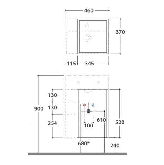 Подвесная тумба Globo Plain OP012P 46x37 схема 2