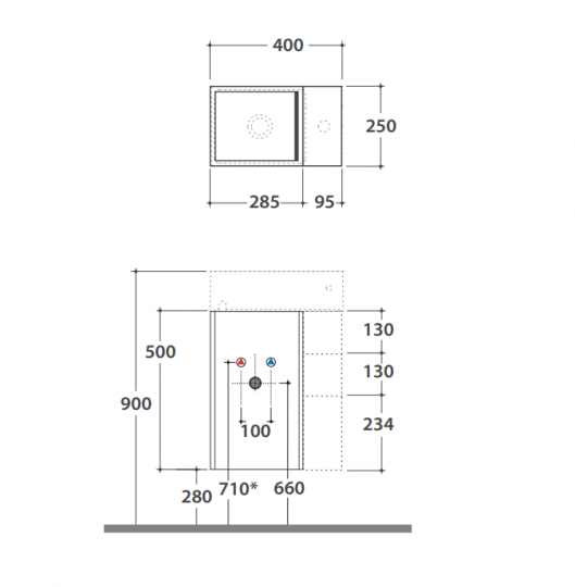 Подвесная тумба Globo Plain OP016P 40x25 схема 2