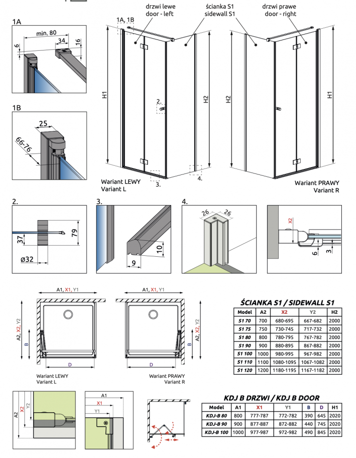Душевой уголок со складной дверью Radaway Essenza KDJ B 90 х 120 см ФОТО