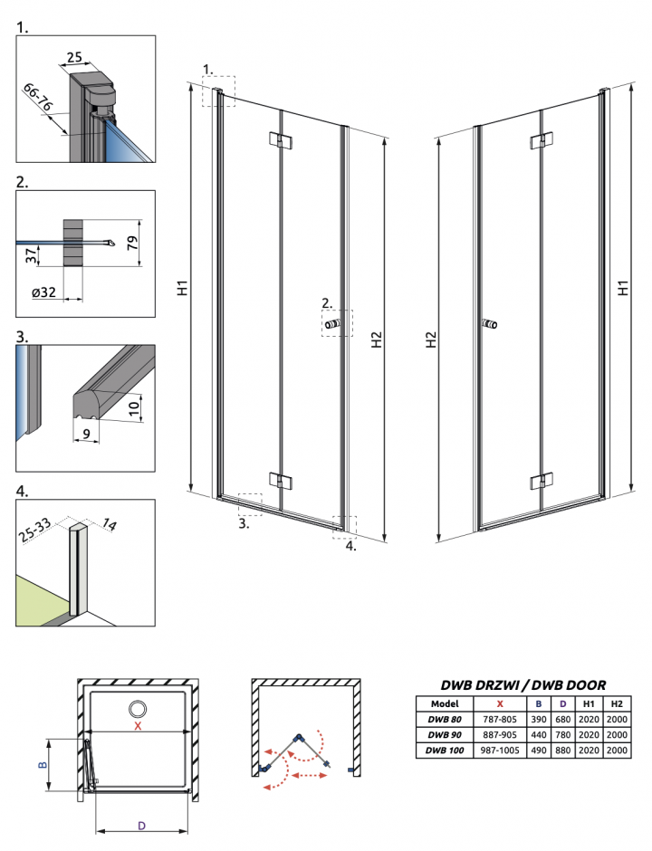Складная дверь в нишу Essenza DWB 100 см ФОТО