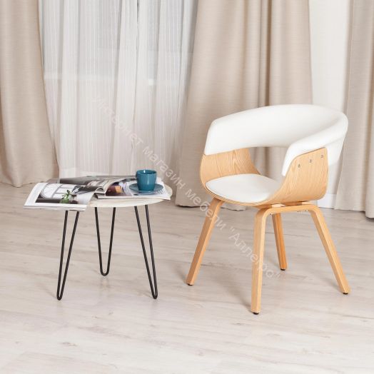 Стул VIMTA (mod.8021) дерево / экокожа, натуральный/белый