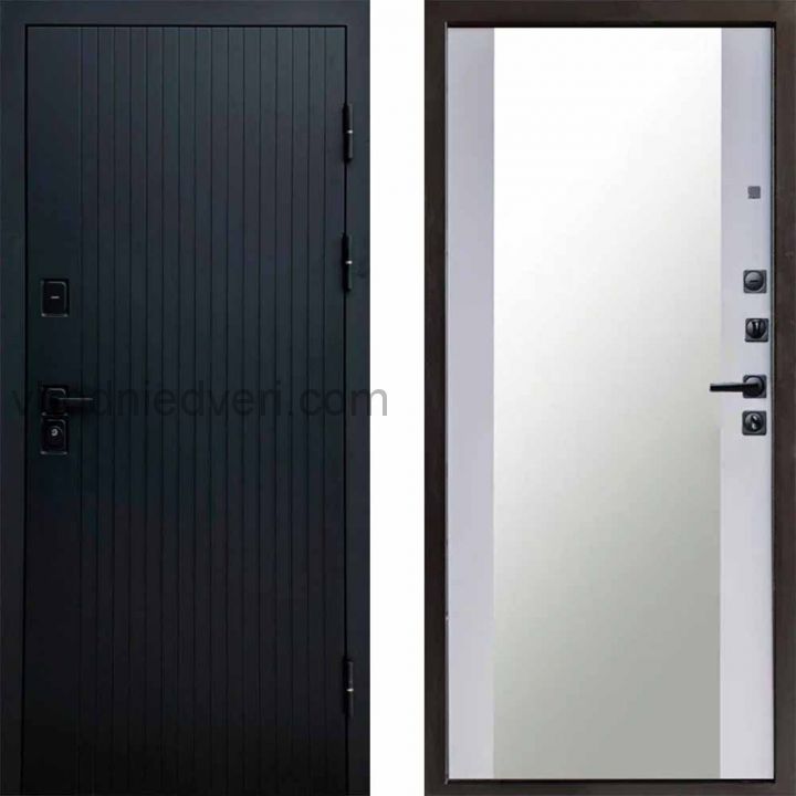 Входная дверь Termo-door Твист Black style - Зеркало Белый софт