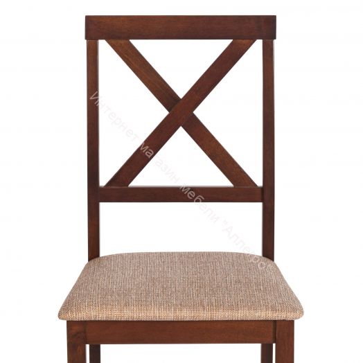 Обеденный комплект Хадсон (стол + 4 стула)/ Hudson Dining Set, дерево гевея/мдф, cappuccino/ткань корич.-золотой