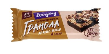 EVERYDAY Батончик-мюсли глазированный ГРАНОЛА АРАХИС-ИЗЮМ 50г