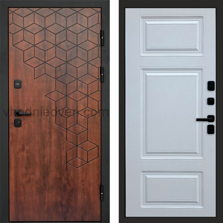 Входная дверь Termo-door Спейс Дуб патина - Лион Белый софт