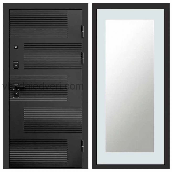 Входная дверь Termo-door Фаворит Black - Зеркало триумф Белый софт