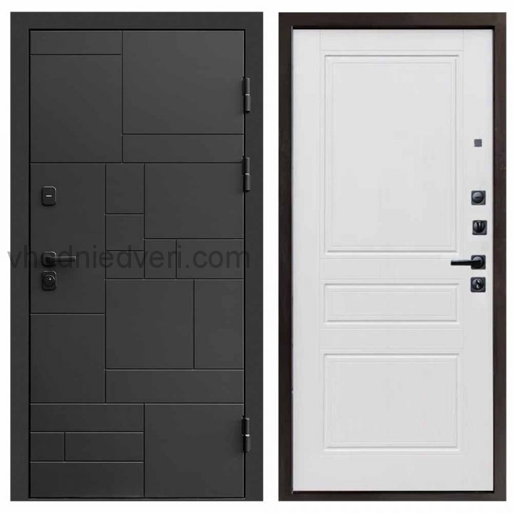 Входная дверь Termo-door Квадро Black - Классика Белое дерево