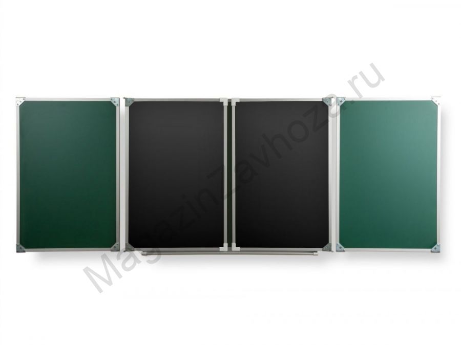 Пятиэлементная магнитная полимерная школьная доска 3400х1000 комбинированная(зеленыйчерный)
