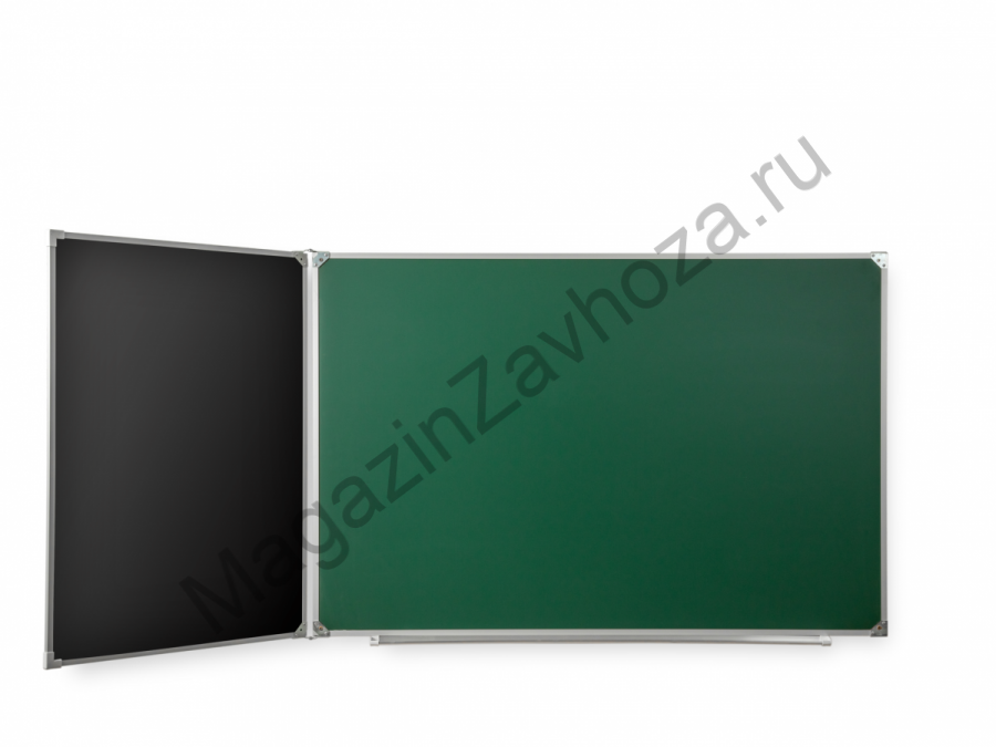 Двухэлементная(Л) магнитная полимерная школьная доска 1500х750 комбинированная(зеленый/черный)