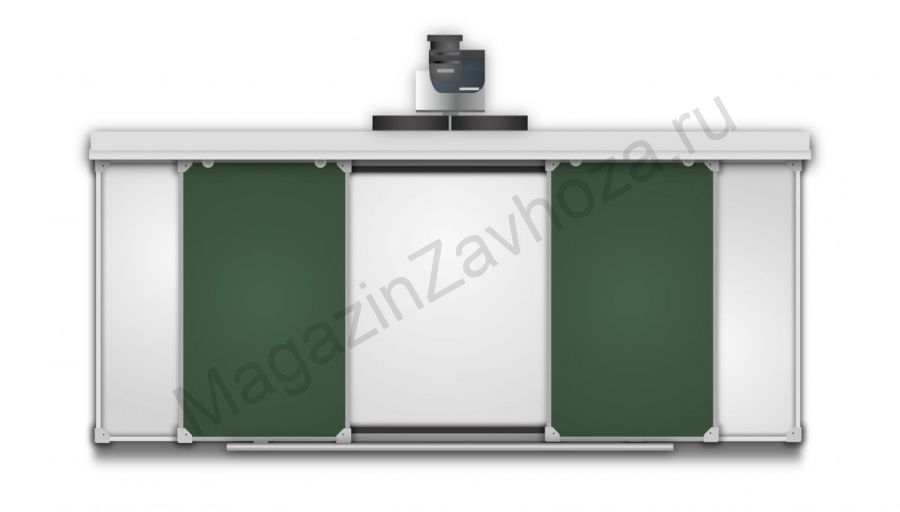 Интерактивный рельсовый комплект 4000*1200 мм  с интерактивной доской 88" (комбинированный зеленый/белый)