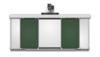 Интерактивный рельсовый комплект 4000*1200 мм  с интерактивной доской 88" (комбинированный зеленый/белый)
