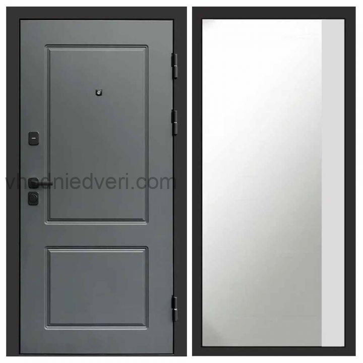 Входная дверь Termo-door Верона Грей - Широкое Зеркало Фацет Белый софт