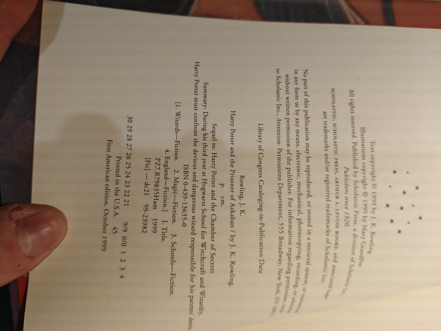 Harry Potter and the prisoner of Azkaban американское издание тираж 21