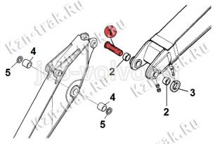 Палец крепления рукояти к стреле (поз-1) [811/90382] для JCB JS220 (200, 210) 