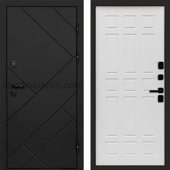 Входная дверь Termo-door Стоун Black - Спарта Белое дерево