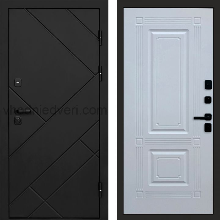 Входная дверь Termo-door Стоун Black - Мадрид Белый софт