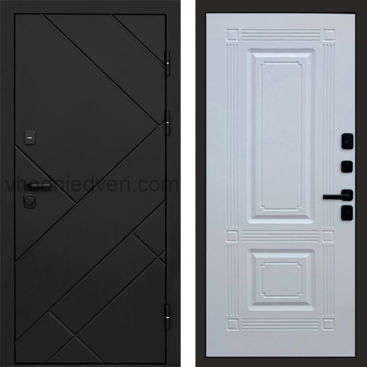 Входная дверь Termo-door Стоун Black - Мадрид Белый софт