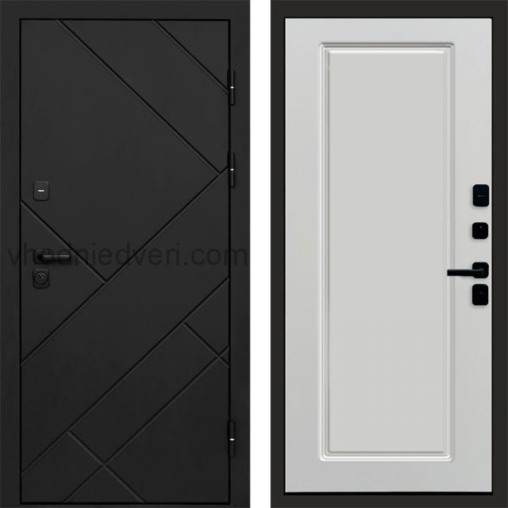 Входная дверь Termo-door Стоун Black - Гранд Белый софт