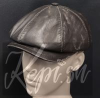 Кепка кожаная восьмиклинка ноябрь с мехом (vintage)