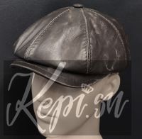 Кепка кожаная восьмиклинка ноябрь с мехом (vintage)