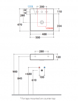 Накладная раковина Globo T-Edge B6R51 50 х 47 схема 2